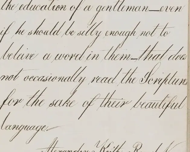 A copybook page carrying a single paragraph written in a joined, sloping hand